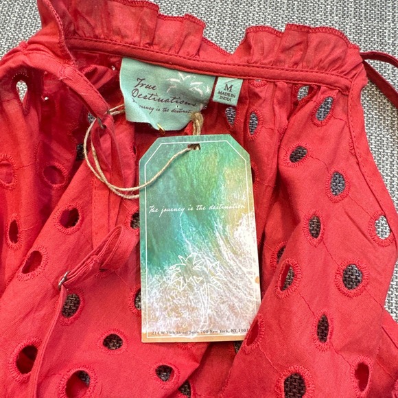 New True Destinations Midi Dress Cover Up Women Medium Eyelet Tiered Coastal - Picture 2 of 9